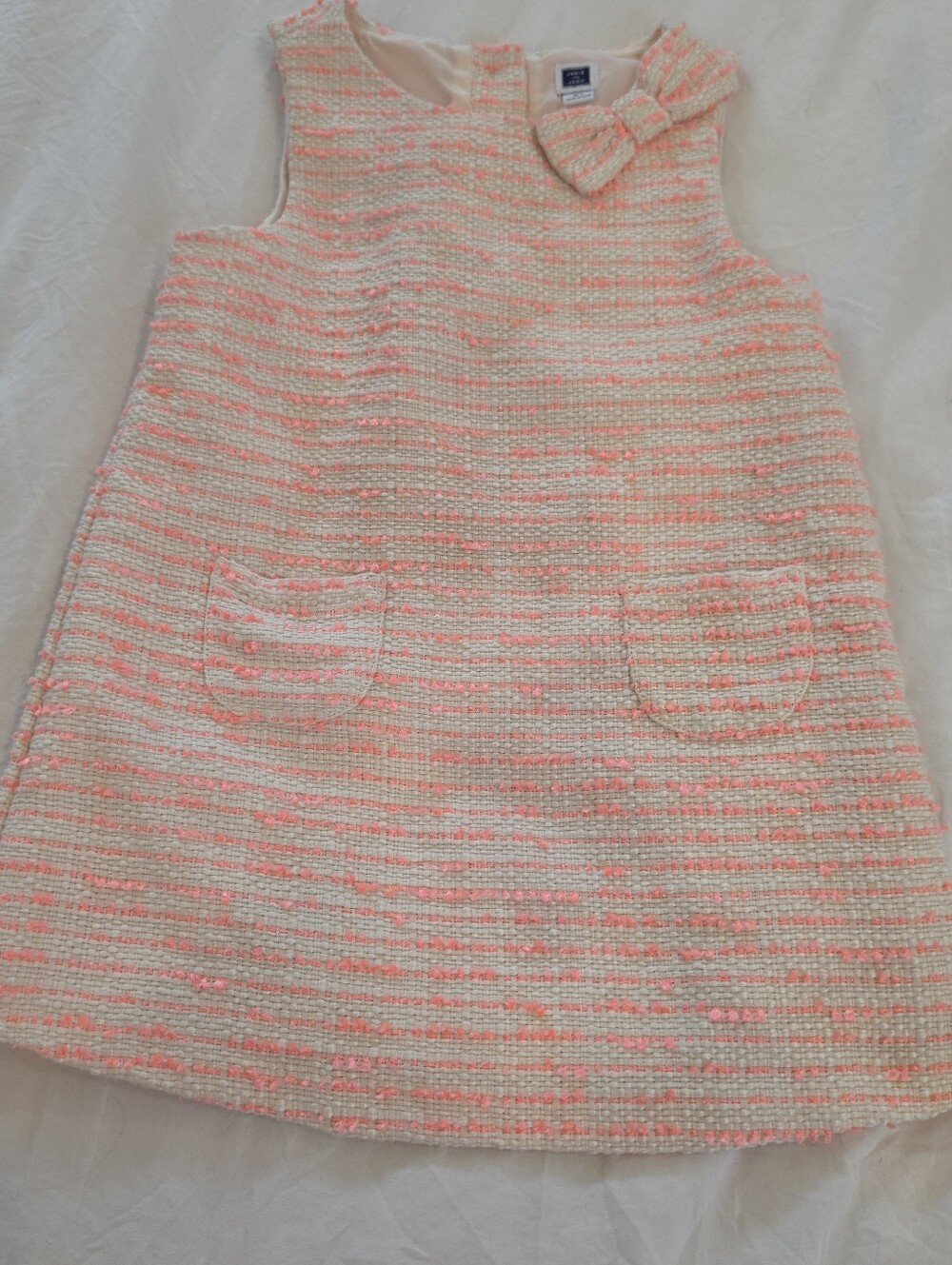 JANIE & JACK Tweed Shift Dress Size 2T, Bow, 2 Pockets
